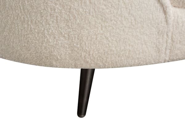 Sofa Hvit Boucle Glamour Buet Retro 3-seter med Ben Gull Metall