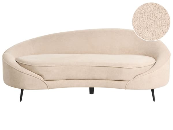 Sohva beige buklee verhoilu 3 hengelle kultaiset metallijalat retro glamour tyyli