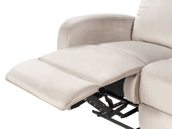 Sohva beige sametti verhoilu manuaalisesti säädettävä 3 hengelle moderni tyyli