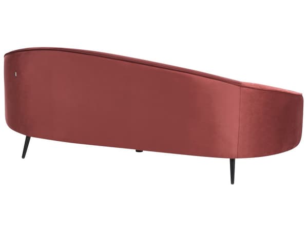 Sofa Red Velour Polstret Guld Metalben 3 Personers Moderne Designsofa med Buet Ryg Retro Minimalistisk Pastel til Stuen