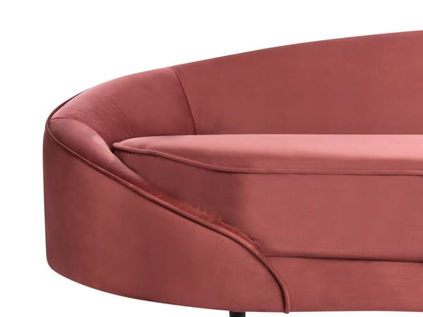 Sofa Red Velour Polstret Guld Metalben 3 Personers Moderne Designsofa med Buet Ryg Retro Minimalistisk Pastel til Stuen
