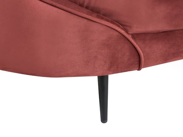 Sofa Red Velour Polstret Guld Metalben 3 Personers Moderne Designsofa med Buet Ryg Retro Minimalistisk Pastel til Stuen
