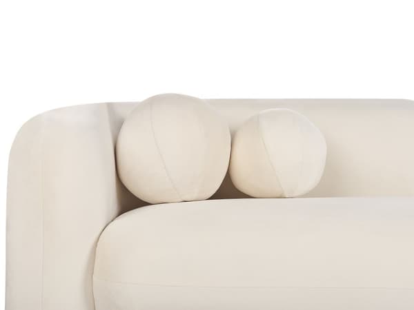 Soffa 3-sits Sammet Off-white med Prydnadskuddar Retro Glam Art Déco Vardagsrum
