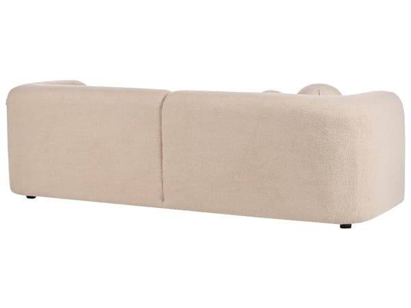 Soffa 3-sits Bouclé Beige med Prydnadskuddar Retro Glam Art Déco Vardagsrum