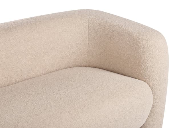 Soffa 3-sits Bouclé Beige med Prydnadskuddar Retro Glam Art Déco Vardagsrum