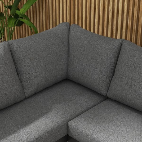 Rootz Uteserveringsgrupp - 5-delad Loungemöbler - Trädgårdsmöbelset - Soffbord - Sittkuddar - Grå + Natur - 148 cm x 61 cm x 71,5 cm