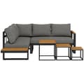 Miniatyrbild 1 av 7: Rootz Uteserveringsgrupp - 5-delad Loungemöbler - Trädgårdsmöbelset - Soffbord - Sittkuddar - Grå + Natur - 148 cm x 61 cm x 71,5 cm