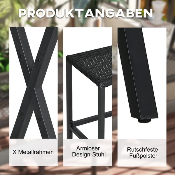 Rootz Outdoor Rattan Bar Møbelsæt - Patio Bar Sæt - Have Bar Sæt - Holdbar og vejrbestandig - Komfortable siddepladser - Stilfuldt design - 147 cm x 1