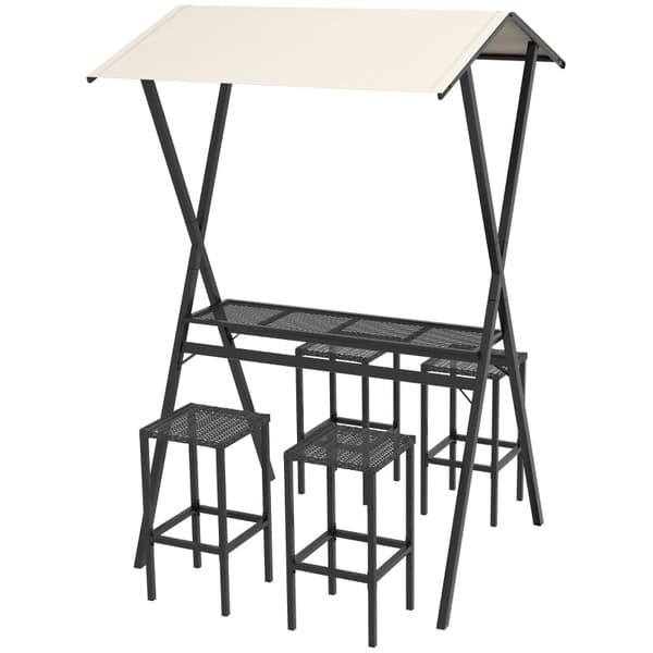 Rootz Outdoor Rattan Bar Møbelsæt - Patio Bar Sæt - Have Bar Sæt - Holdbar og vejrbestandig - Komfortable siddepladser - Stilfuldt design - 147 cm x 1