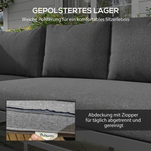 Rootz Have Lounge Sæt - Udendørs møbler - Terrassesæt - Rustbestandig - Maksimal komfort - Elegant sofabord - Loveseat: 155L x 70W x 76,5H cm, Hjørnes