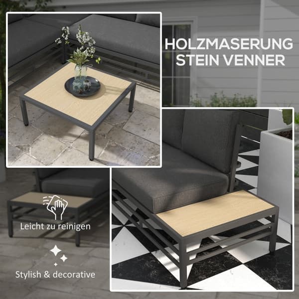 Rootz Have Lounge Sæt - Udendørs møbler - Terrassesæt - Rustbestandig - Maksimal komfort - Elegant sofabord - Loveseat: 155L x 70W x 76,5H cm, Hjørnes