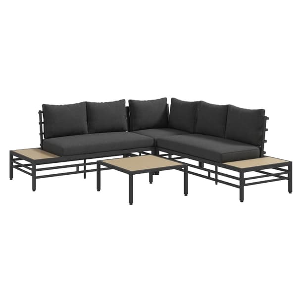 Rootz Have Lounge Sæt - Udendørs møbler - Terrassesæt - Rustbestandig - Maksimal komfort - Elegant sofabord - Loveseat: 155L x 70W x 76,5H cm, Hjørnes