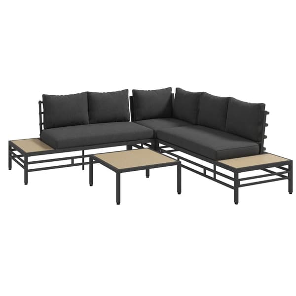 Rootz Have Lounge Sæt - Udendørs møbler - Terrassesæt - Rustbestandig - Maksimal komfort - Elegant sofabord - Loveseat: 155L x 70W x 76,5H cm, Hjørnes