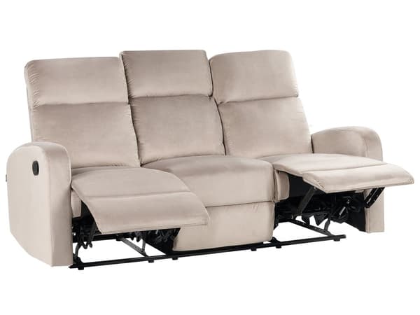 Manuel hvilesofa Beige velour spolstret 3-personers sofa Moderne design Slap af-funktion