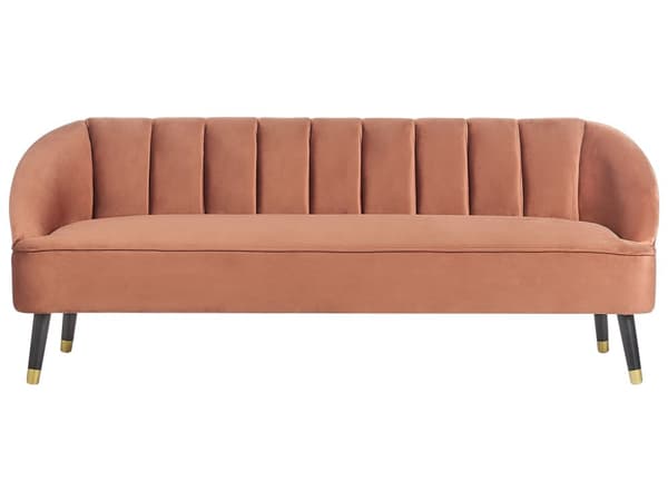Sofa Brun Velour 3 Personers Tyk Polstret Dyb Blød Stofsofa til Stuen Moderne Inspiration Stue Møbel Klassisk