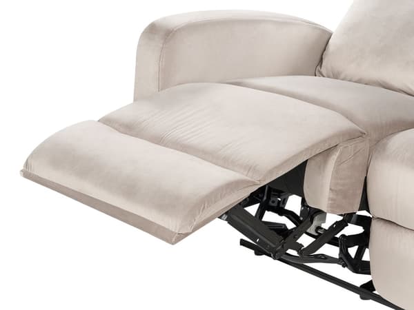 Elektrisk hvilesofa Hvid velour spolstret 3-personers sofa Moderne design Slap af-funktion