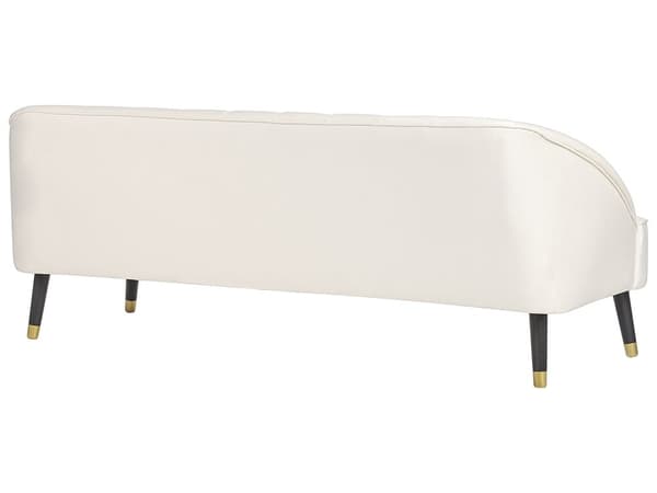 Sofa Off White Velour 3 Personers Tyk Polstret Dyb Blød Stofsofa til Stuen Moderne Inspiration Stue Møbel Klassisk