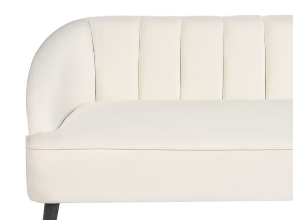 Sofa Off White Velour 3 Personers Tyk Polstret Dyb Blød Stofsofa til Stuen Moderne Inspiration Stue Møbel Klassisk