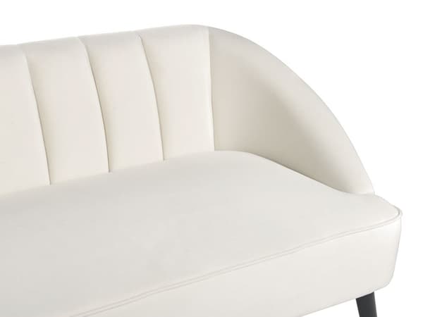 Sofa Off White Velour 3 Personers Tyk Polstret Dyb Blød Stofsofa til Stuen Moderne Inspiration Stue Møbel Klassisk