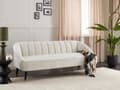 Miniatyrbillede 2 af 9: Sofa Off White Velour 3 Personers Tyk Polstret Dyb Blød Stofsofa til Stuen Moderne Inspiration Stue Møbel Klassisk