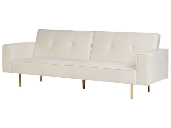 Sovesofa Off White Velour 3 Personers Moderne Blød Sofa Sofaseng Tre Personers Designsofa til Værelse Stofsofa