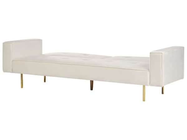 Sovesofa Off White Velour 3 Personers Moderne Blød Sofa Sofaseng Tre Personers Designsofa til Værelse Stofsofa