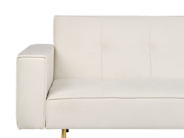 Sovesofa Off White Velour 3 Personers Moderne Blød Sofa Sofaseng Tre Personers Designsofa til Værelse Stofsofa