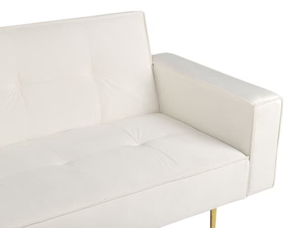 Sovesofa Off White Velour 3 Personers Moderne Blød Sofa Sofaseng Tre Personers Designsofa til Værelse Stofsofa