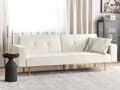 Miniatyrbillede 2 af 11: Sovesofa Off White Velour 3 Personers Moderne Blød Sofa Sofaseng Tre Personers Designsofa til Værelse Stofsofa