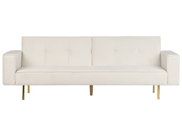 Sovesofa Off White Velour 3 Personers Moderne Blød Sofa Sofaseng Tre Personers Designsofa til Værelse Stofsofa