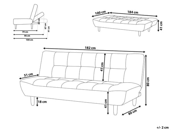 Sovesofa Sort Polyester 3 Personers Moderne Blød Sofa Sofaseng Tre Personers Designsofa til Værelse Stofsofa