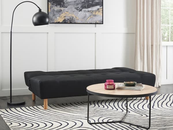 Sovesofa Sort Polyester 3 Personers Moderne Blød Sofa Sofaseng Tre Personers Designsofa til Værelse Stofsofa