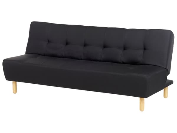 Sovesofa Sort Polyester 3 Personers Moderne Blød Sofa Sofaseng Tre Personers Designsofa til Værelse Stofsofa