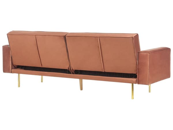 Sovesofa Gyldenbrun Velour 3 Personers Moderne Blød Sofa Sofaseng Tre Personers Designsofa til Værelse Stofsofa