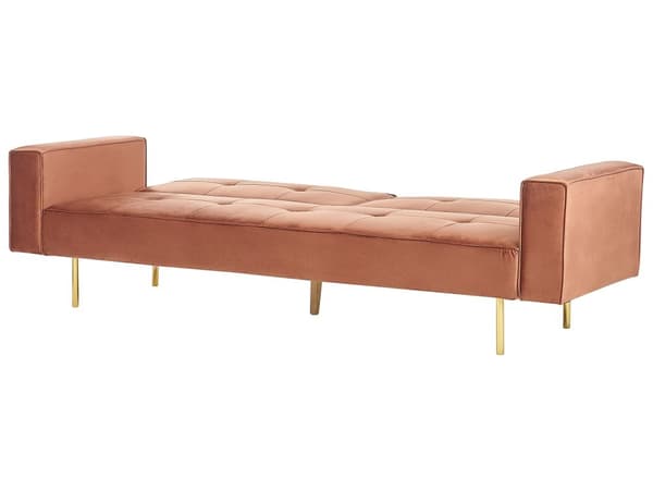 Sovesofa Gyldenbrun Velour 3 Personers Moderne Blød Sofa Sofaseng Tre Personers Designsofa til Værelse Stofsofa
