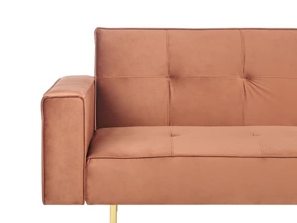 Sovesofa Gyldenbrun Velour 3 Personers Moderne Blød Sofa Sofaseng Tre Personers Designsofa til Værelse Stofsofa