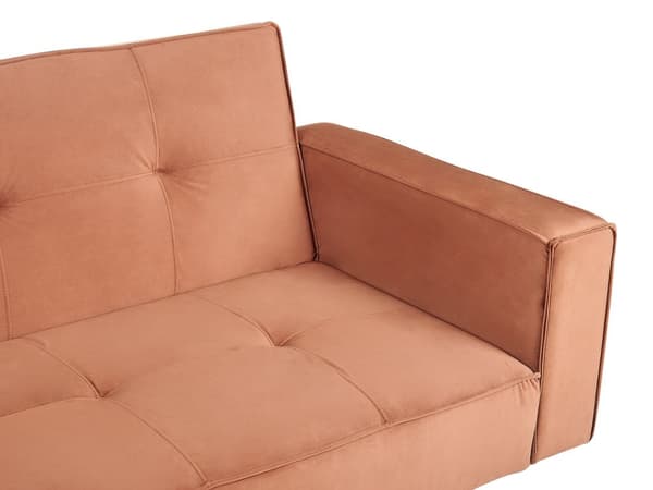 Sovesofa Gyldenbrun Velour 3 Personers Moderne Blød Sofa Sofaseng Tre Personers Designsofa til Værelse Stofsofa