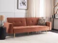 Miniatyrbillede 2 af 11: Sovesofa Gyldenbrun Velour 3 Personers Moderne Blød Sofa Sofaseng Tre Personers Designsofa til Værelse Stofsofa