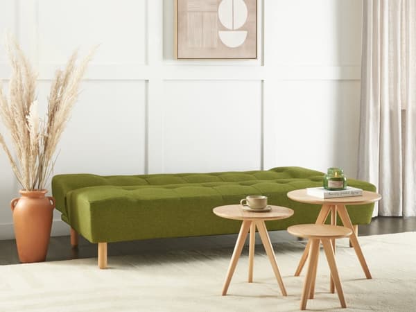 Sovesofa Grøn Polyester 3 Personers Moderne Blød Sofa Sofaseng Tre Personers Designsofa til Værelse Stofsofa