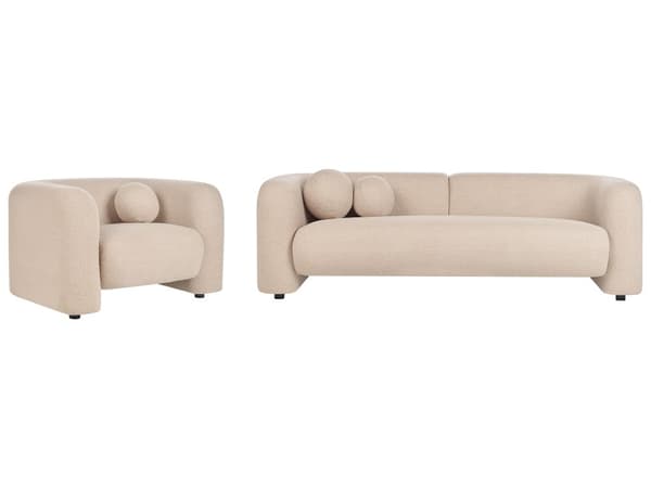 4-seters Stuesett Beige Boucle Fabric Sofa lenestol med ekstra kasteputer Retro Glam Art Decor Style