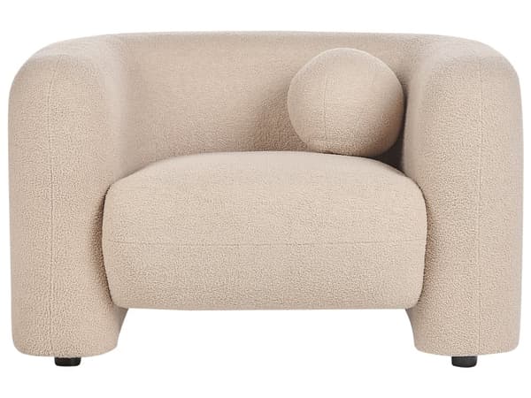 4-seters Stuesett Beige Boucle Fabric Sofa lenestol med ekstra kasteputer Retro Glam Art Decor Style