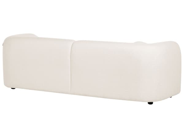 4-seters Stuesett Hvit Boucle Stoff Sofa Lenestol med Ekstra Kasteputer Retro Glam Art Decor Style