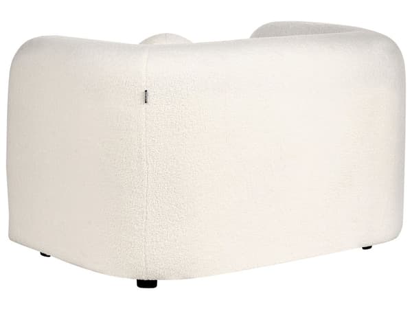 4-seters Stuesett Hvit Boucle Stoff Sofa Lenestol med Ekstra Kasteputer Retro Glam Art Decor Style