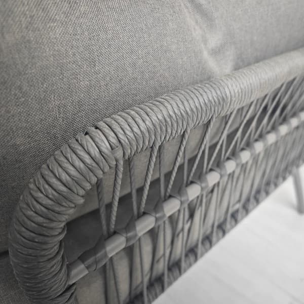 Rootz udendørs siddegruppe - Dobbelt sofa - Havesofa - Boho Style - 1 hjørnesofa - 1 sidebord - Lysegrå - 125 cm x 77 cm x 82 cm