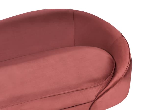 Soffa Röd Sammets Glamorös Rundad Retro 3-sits med Svarta Metallben