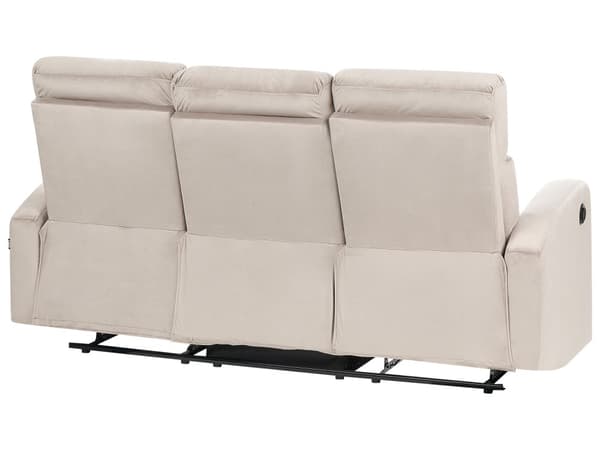 Elektrisk Recliner Soffa 3-sits Beige Sammetsklädsel Modern Design Relax Funktion