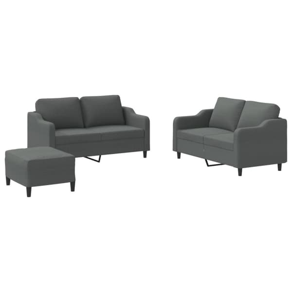 vidaXL sofasæt 3 dele med hynder stof mørkegrå