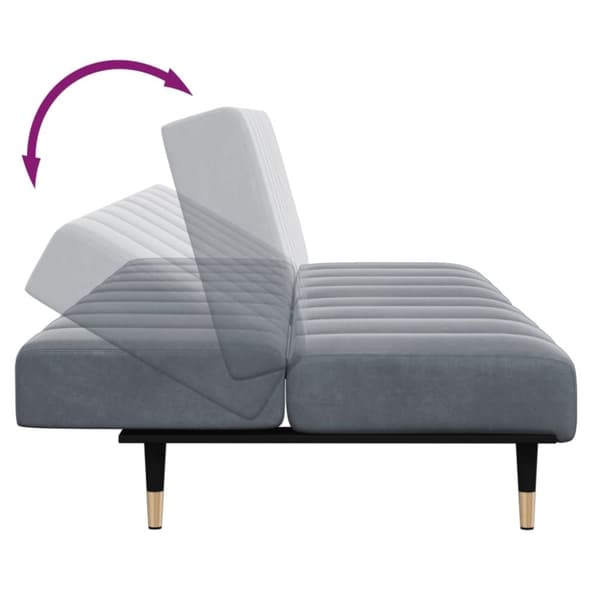 vidaXL Bäddsoffa 2-sits med fotpall mörkgrå sammet