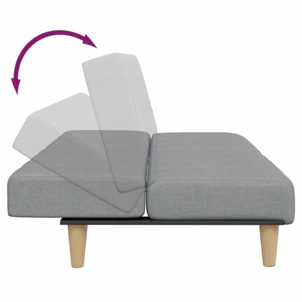 vidaXL Bäddsoffa 2-sits med fotpall ljusgrå tyg