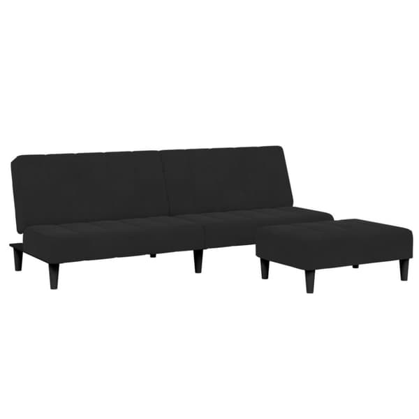vidaXL 2-personers sovesofa med fodskammel velour sort